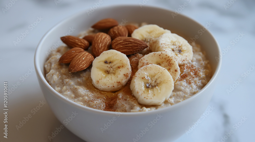 Breakfast Bowl with Oatmeal Bananas and Almonds Breakfast Bowl with Oatmeal Bananas and Almonds