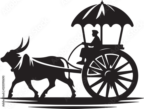 bullock _cart silhouette victor design Isolated on.