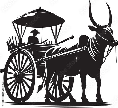 a bullock cart silhouette victor design Isolated on