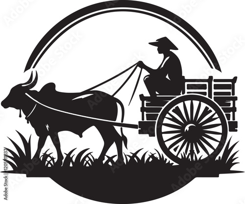 A bullock _cart silhouette victor design Isolated on.