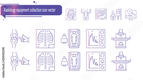 Radiology equipment collection icon vector