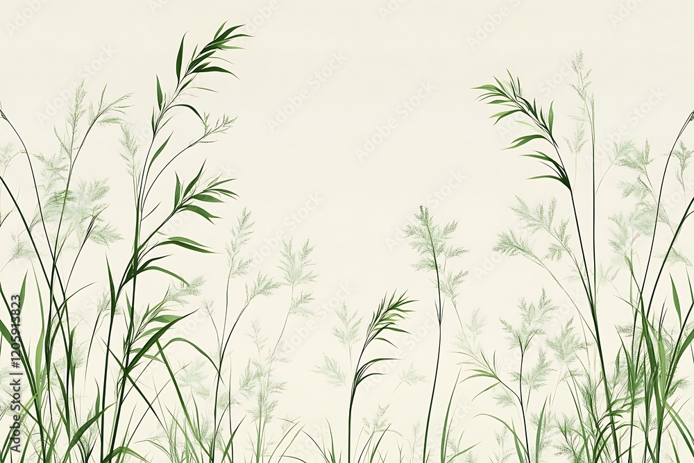 Obraz premium Seamless Decorative Rice Paper with Botanical Plant Motifs Natural and Eco-Friendly Design for Backgrounds