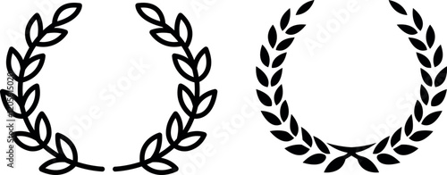 "Circular Laurel Foliate Vector Icon Set: Achievement and Symbolism Graphics"