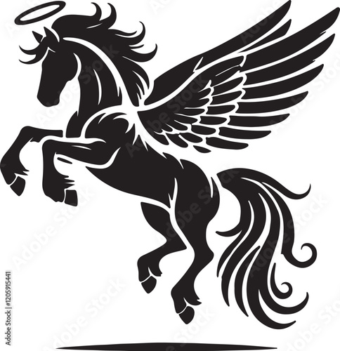 horse angel silhouette victor design.