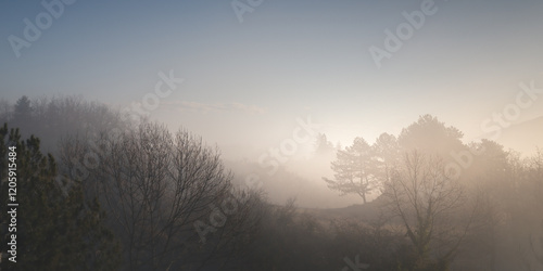 Montagne dans la brume Ardèche France