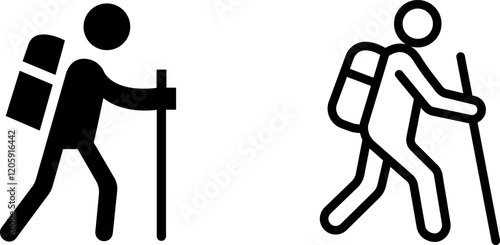 "Hiking Vector Icon Set: Adventure and Outdoor Exploration Graphics"