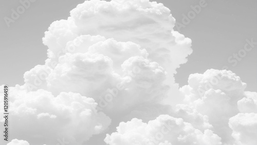Sky with white clouds background. White Clouds from above. Top view from an airplane over white clouds. High in the Heavens.	