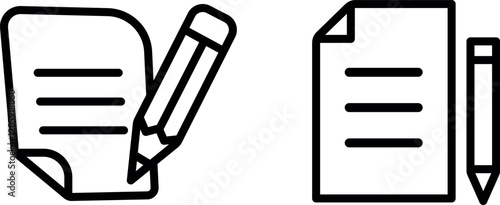 "Paper Pencil Vector Icon Set: Writing and Sketching Graphics"