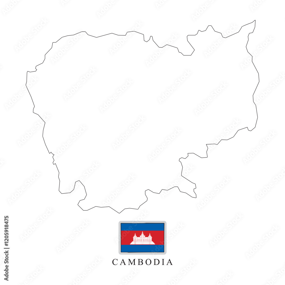 Fototapeta premium Cambodia country map and flag vector art