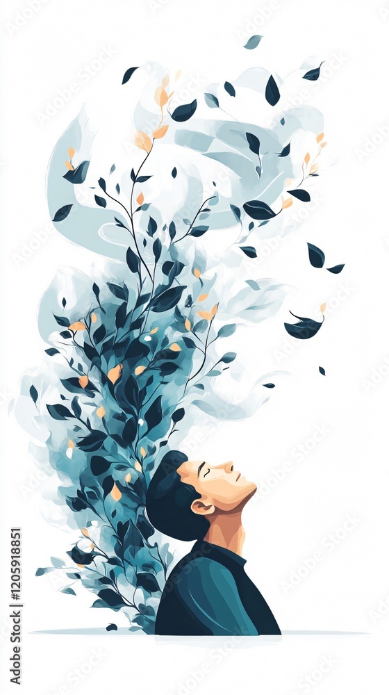 Serene Mind: A portrait of tranquility and inner peace. Ideal for mental health and wellness projects.