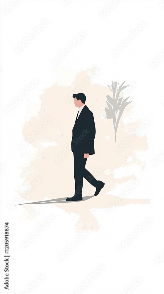 Modern Businessman in Minimalist Style: A Professional Walking in a Contemporary Setting Modern Businessman in Minimalist Style: A Professional Walking in a Contemporary Setting