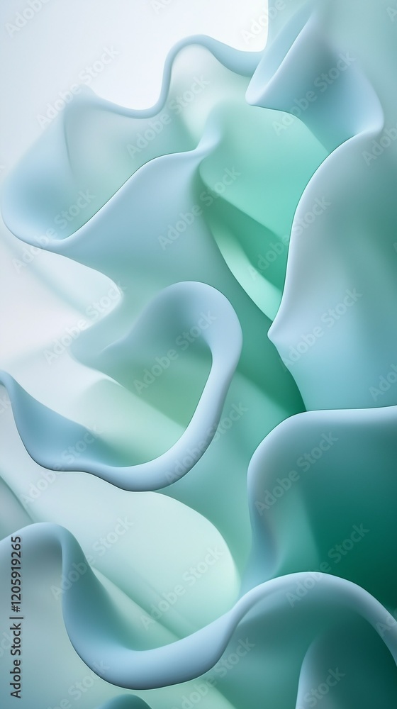 Obraz premium A soft, flowing abstract design in light blue and green, perfect for mobile wallpaper. This soothing gradient creates a serene, minimalist backdrop.