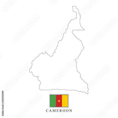 Cameroon country map and flag vector art