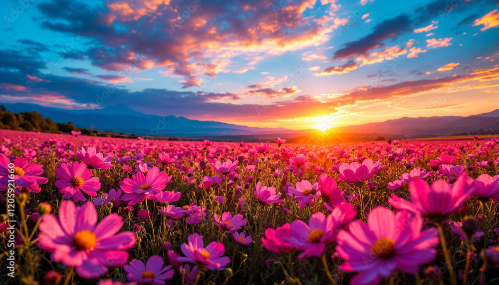 Fototapeta premium sunset in the field