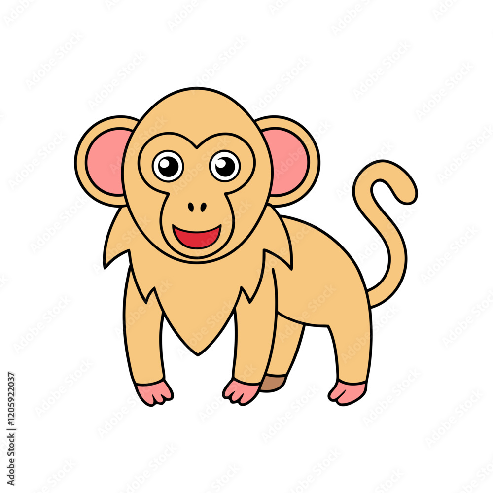 Obraz premium A cute and cheerful cartoon puppy character with a smile, surrounded by fun zoo animals like a lion, bear, and baby, in a playful vector illustration style, perfect for a fun, happy pet theme