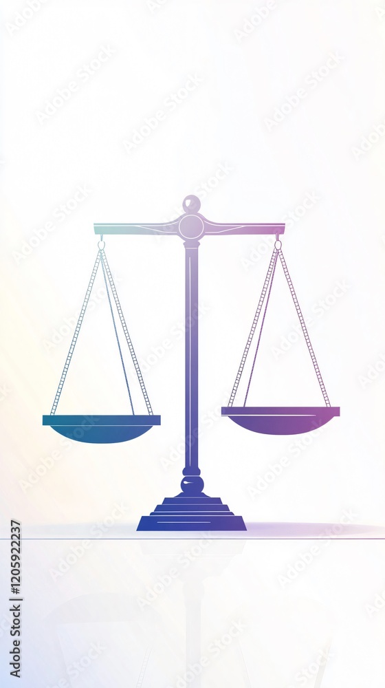 Balance of Justice: Gradient Scales on White | Symbol of Law, Equality, and Fairness Balance of Justice: Gradient Scales on White | Symbol of Law, Equality, and Fairness