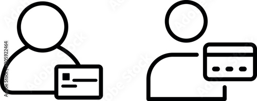 "User with Credit Card Vector Icon Set: Payment and Financial Graphics"