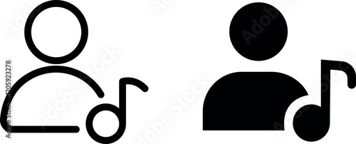 "User with Music Vector Icon Set: Audio and Profile Graphics"