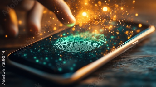 Close-Up of Fingerprint Scanning on Mobile Device