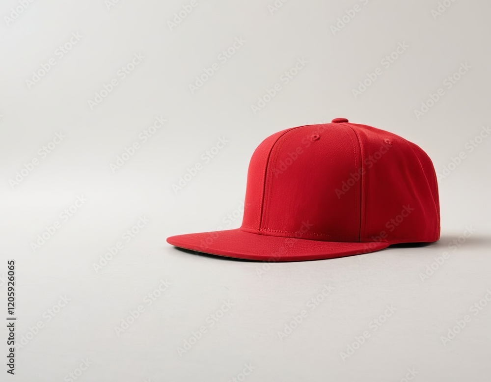 Fototapeta premium A vibrant red baseball cap displayed on a simple background, perfect for adding a pop of color.