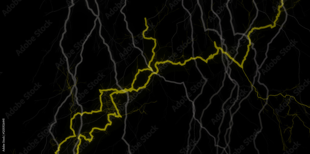 Thunder Stock Image In Black Background. Massive lightning bolt with branches isolated on black background. Thunder Stock Image In Black Background. Massive lightning bolt with branches isolated on black background.