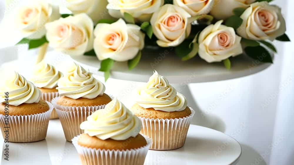1_Elegant Table Setup for Women's Day with Cupcakes and Roses 1_Elegant Table Setup for Women's Day with Cupcakes and Roses