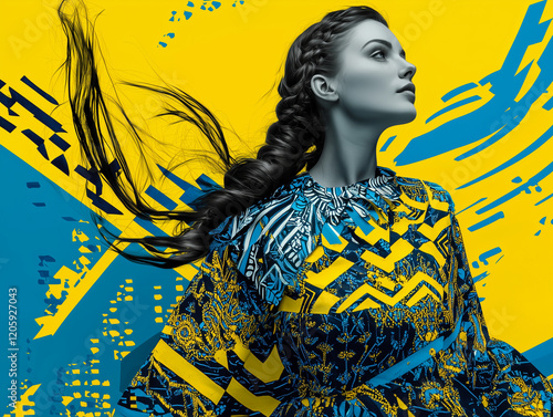 dynamic abstract representation of a Ukrainian woman