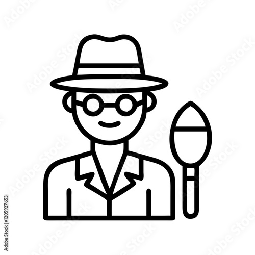 archaeologist icon, archaeologist line art - simple line art of archaeologist, perfect for archaeologist logos and icons