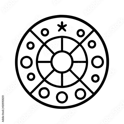 astrological wheel icon, astrological wheel line art - simple line art of astrological wheel, perfect for astrological wheel logos and icons