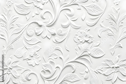 White background with an elegant embossed pattern, white wallpaper texture, 