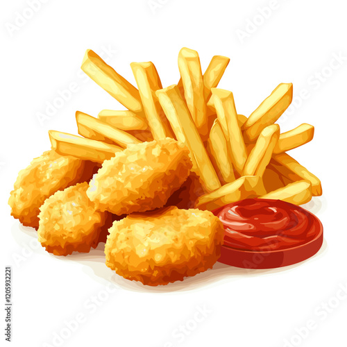 Chicken Nuggets and French Fries Vector Illustration