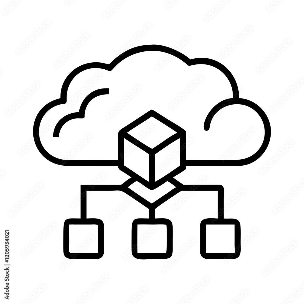 blockchain cloud icon, blockchain cloud line art - simple line art of blockchain cloud, perfect for blockchain cloud logos and icons blockchain cloud icon, blockchain cloud line art - simple line art of blockchain cloud, perfect for blockchain cloud logos and icons