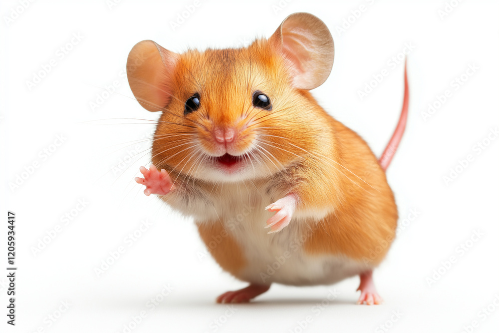 happy mouse with orange fur is dancing joyfully, showcasing its playful nature. Its large ears and bright eyes add to its cheerful expression, making it adorable sight happy mouse with orange fur is dancing joyfully, showcasing its playful nature. Its large ears and bright eyes add to its cheerful expression, making it adorable sight