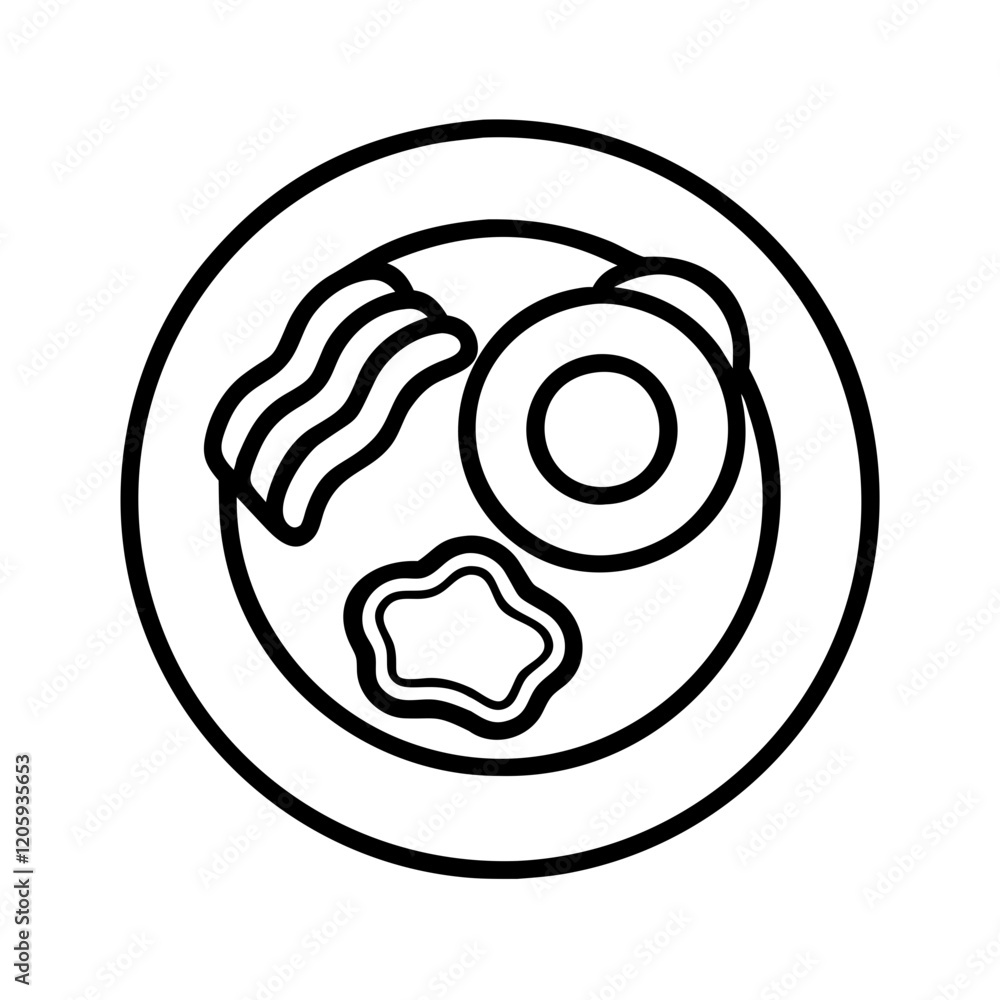 breakfast plate icon, breakfast plate line art - simple line art of breakfast plate, perfect for breakfast plate logos and icons breakfast plate icon, breakfast plate line art - simple line art of breakfast plate, perfect for breakfast plate logos and icons