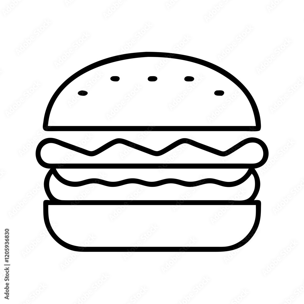 burger icon, burger line art - simple line art of burger, perfect for burger logos and icons burger icon, burger line art - simple line art of burger, perfect for burger logos and icons