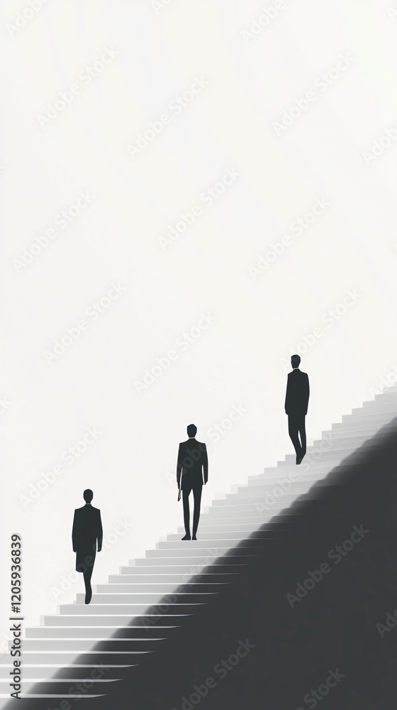 Businessmen Ascend Staircase: A Visual Metaphor for Career Progression, Ambition, and the Pursuit of Success in the Corporate World Businessmen Ascend Staircase: A Visual Metaphor for Career Progression, Ambition, and the Pursuit of Success in the Corporate World