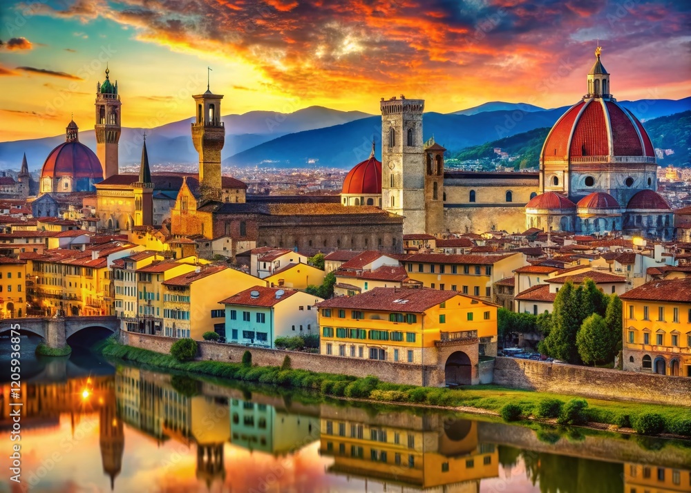 Obraz premium Florence Landmark Collage: Iconic Italian Architecture & Cityscapes