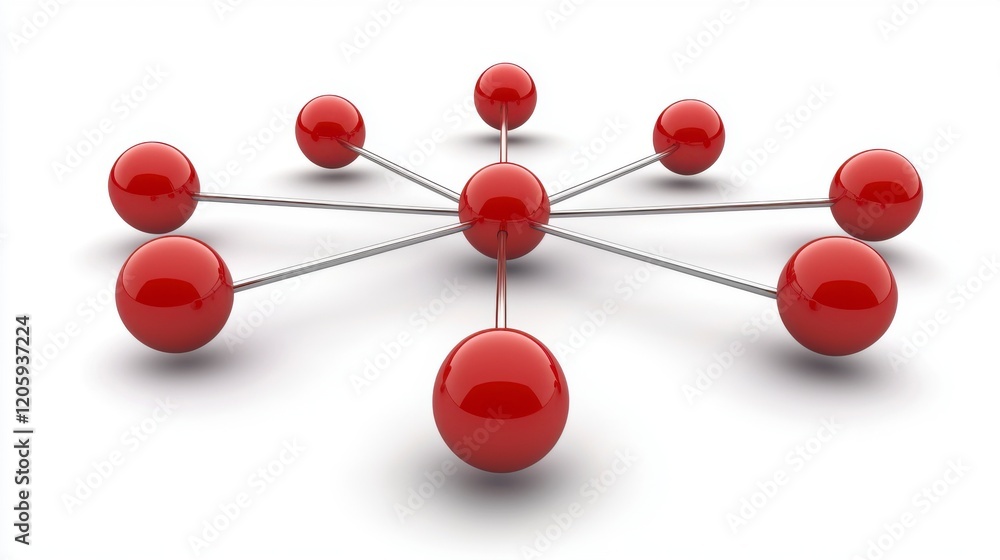 Fototapeta premium Abstract Connections with Red Spheres and Lines Representing Network Structure and Interconnectedness in Design