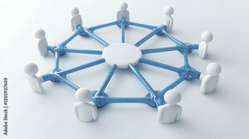Collaborative Network Concept with Abstract Figures in a Circular Arrangement Representing Connection and Teamwork Collaborative Network Concept with Abstract Figures in a Circular Arrangement Representing Connection and Teamwork