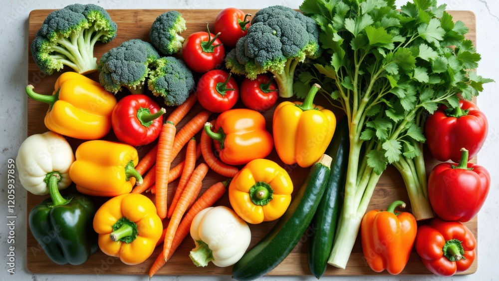A vibrant assortment of fresh vegetables on a wooden cutting board, symbolizing a healthy diet and detoxification. A vibrant assortment of fresh vegetables on a wooden cutting board, symbolizing a healthy diet and detoxification.