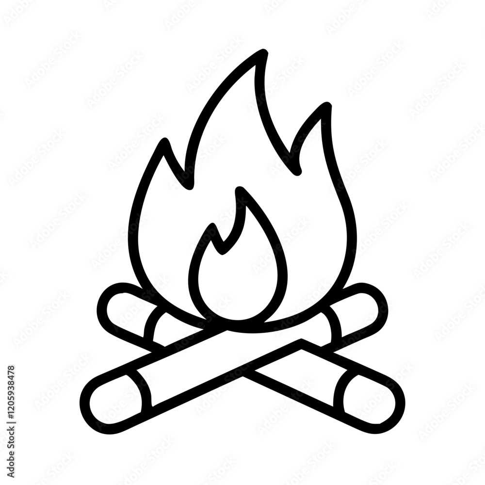 campfire icon, campfire line art - simple line art of campfire, perfect for campfire logos and icons campfire icon, campfire line art - simple line art of campfire, perfect for campfire logos and icons