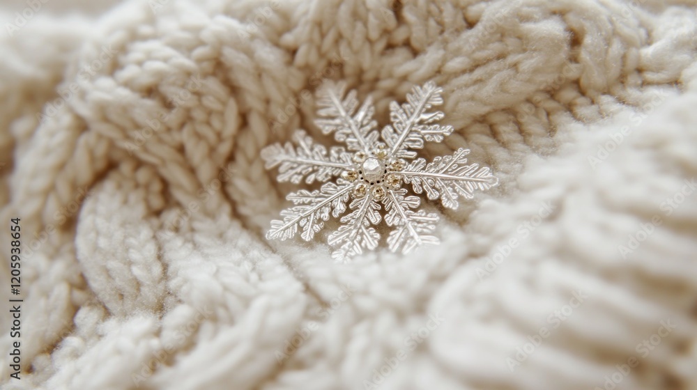 A Silver Snowflake on a Cozy Knit Sweater: Winter Wonderland Charm A Silver Snowflake on a Cozy Knit Sweater: Winter Wonderland Charm
