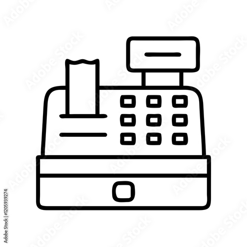 cash register icon, cash register line art - simple line art of cash register, perfect for cash register logos and icons