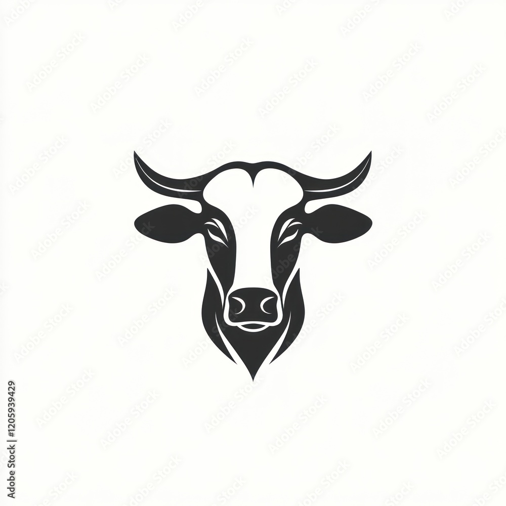 Cow head illustration, agriculture, livestock, farming, white background, design element Cow head illustration, agriculture, livestock, farming, white background, design element