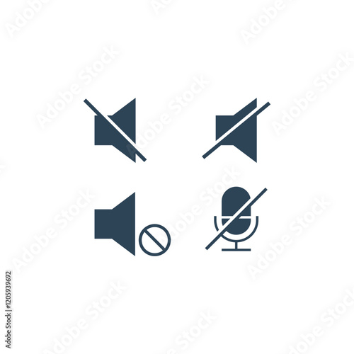 Mute sound icons set logo illustration.