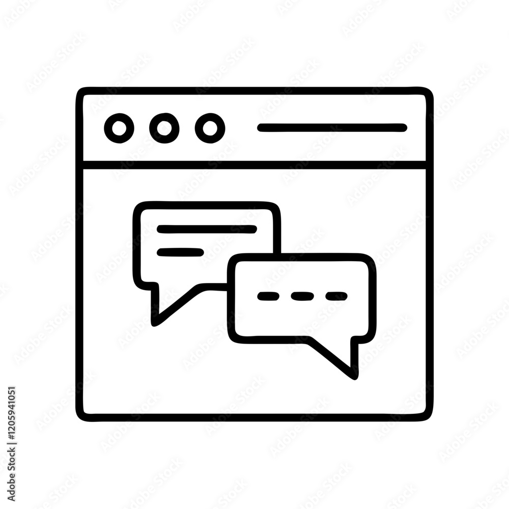 chat window icon, chat window line art - simple line art of chat window, perfect for chat window logos and icons chat window icon, chat window line art - simple line art of chat window, perfect for chat window logos and icons