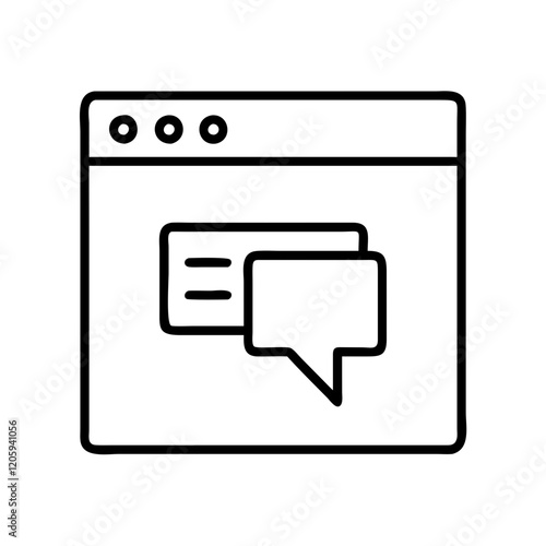 chat window icon, chat window line art - simple line art of chat window, perfect for chat window logos and icons
