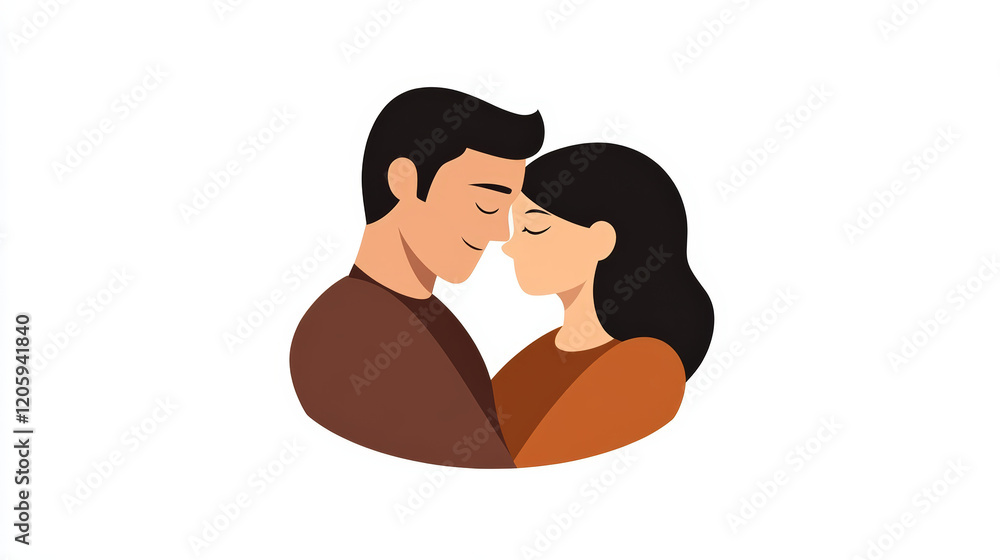 Two individuals hold each other closely, eyes shut, expressing intimacy and affection in a simple yet profound artistic representation Two individuals hold each other closely, eyes shut, expressing intimacy and affection in a simple yet profound artistic representation