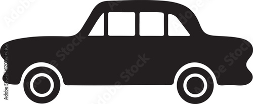 Black car silhouette vector art on white background