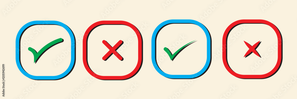 Check mark, checklist, tick mark approval icons